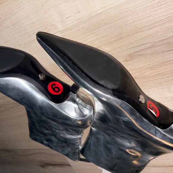 Zara Silver Metallic Genuine Leather Midi Heels with Pointed Toe 6 - Picture 7 of 8